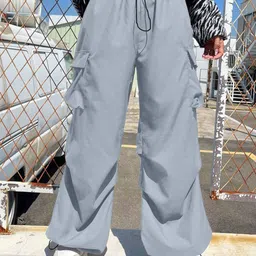 BUY NEW TREND Women Relaxed Loose Fit High-Rise Cargos Trousers-picture-32