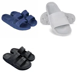 Feel alive Men Set Of 3 Striped EVA Casual Sliders Flip Flops-picture-23