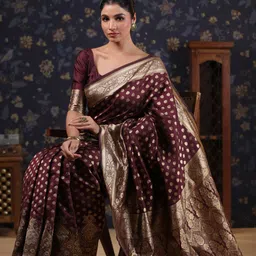 House of Pataudi Woven Design Banarasi Saree With Blouse image 1
