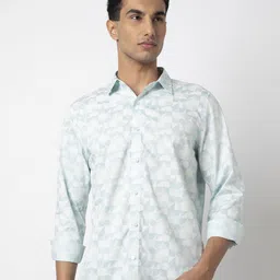 MARK & ALBERT Men India Slim Fit Spread Collar Geometric Printed Cotton Casual Shirt-picture-24