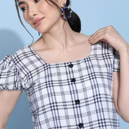 HERE&NOW Checked Puff Sleeve Top image 4