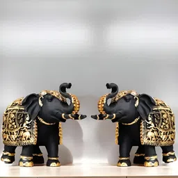 THE SACRED GIFTS Black And Gold Toned 2 Pieces Birds and Animals Figurine Showpiece-image-11