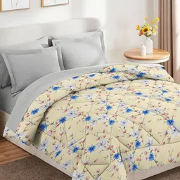 VAS COLLECTIONS Cream-Coloured & White Floral Microfiber AC Room Single Bed Comforter image 5