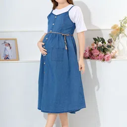 EASY MOM Women Maternity A-Line Midi Dress image 3