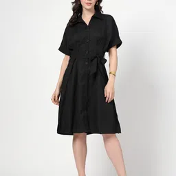 French Connection Women Extended Sleeves Shirt Dress With Belt-image-48