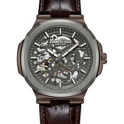 Kenneth Cole Men Embellished Dial & Leather Bracelet Style Straps Analogue Automatic Watch KCWGX0046203MN-picture-14