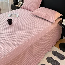 JC HOME Pink Geometric Textured 150 TC King Bedsheet Set 2.3 m x 2.5 m image 2