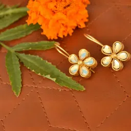 SHREEVARAM Floral Gold Hoop Earrings image 2