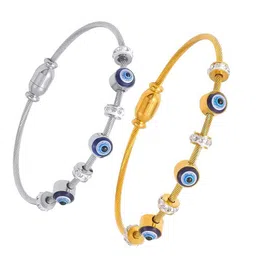 DIVASTRI Set Of 2 Gold-Plated Stainless Steel Anti Tarnish Cuff Bracelet-image-55