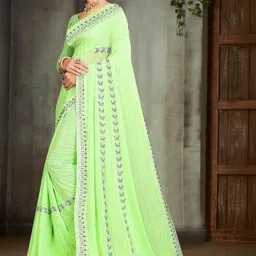 Manthan Creation Embellished Sequinned Art Silk Heavy Work Saree image 5