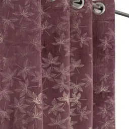 GEET CREATIONS Violet & Gold 2 Pcs Floral Printed Velvet Window Curtains-image-89