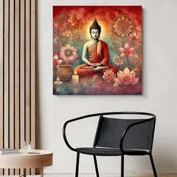 999Store Red & Pink Lord Buddha Canvas Wall Art-picture-39