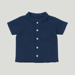 Kidbea Boys Self Design Band Collar Shirt With Shorts-picture-12