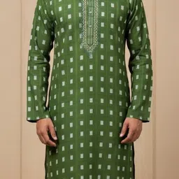 TAKE STYLE Printed Mandarin Collar Thread Work Pure Cotton Kurta With Pyjamas image 4