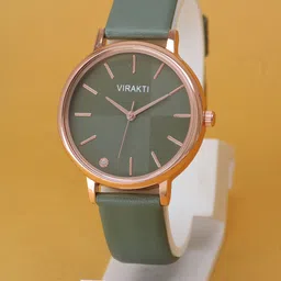 VIRAKTI Women Brass Printed Dial & Leather Straps Analogue Watch G-08-GREEN-V.Y-picture-14