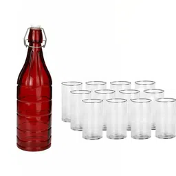 1ST TIME Red & Transparent Glass Solid Water Bottle-picture-29