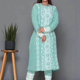 The Zigar Studio Women Ethnic Motifs Regular Pure Wool Kurta with Pyjamas & With Dupatta image 2