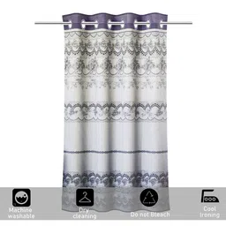 Kuber Industries Cream & Grey 2 Pieces Ethnic Motifs Printed Eyelet Cotton Door Curtains image 3