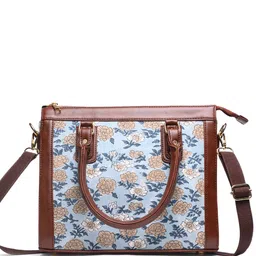 Block N Style Women Floral Printed Structured Cotton Handheld Bag image 1