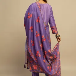 Anouk Women Floral Printed Regular Kurta with Trousers & With Dupatta image 5