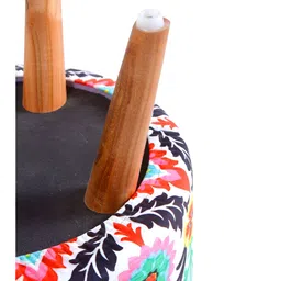 Shadowkart 2 Pieces Red & Green Printed Wooden Pouffes Ottomans image 3