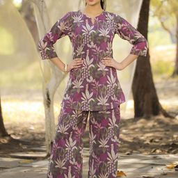 Anouk Rustic Women Tropical Printed Regular Pure Cotton Kurta with Trousers-picture-49
