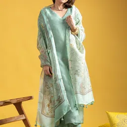 VS MALL Women Floral Regular Thread Work Kurta with Trousers & With Dupatta-picture-21