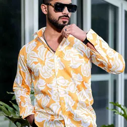 Foomer Floral Printed Spread Collar Standard Cotton Casual Shirt-picture-19