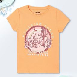 max Girls Graphic Printed Round Neck Cotton T-shirt-image-103