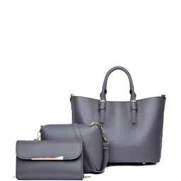 KPOP Women Solid Structured Handheld Bag with Pouch-image-8