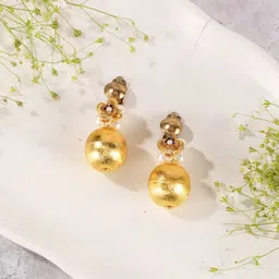 corsica DressBerry Gold-Plated Pearls Beaded Circular Shaped Drop Earrings-picture-43