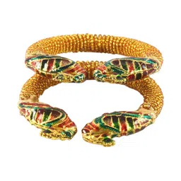 Vidhya Kangan Set Of 2 Gold-Plated Artificial Stones-Studded Kada Bangles-picture-24