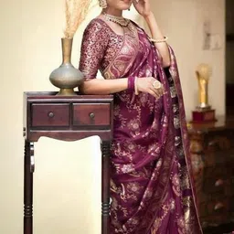 Vidula Fashion Ethnic Motifs Zari Art Silk Handloom Banarasi Saree image 4