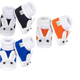 NESKA MODA 0 To 6 Month Newborn Baby Boy & Girls 3 Pair Set Soft Cotton Rabbit Slip On Baby Booties image 2