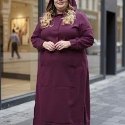 DressBerry Curve Women Hooded Longline Pullover-image-26