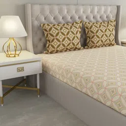 Raymond Home Camphor Olive Green Printed Cotton 144 TC Queen Bedsheet With 2 Pillow Covers-picture-15