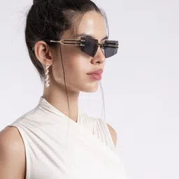 FUNGLASSES Unisex Rectangle Sunglasses with UV Protected Lens VOYAG RIMLES GOLD BLACK image 4