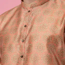 azania Ethnic Motifs Self Design Mandarin Collar Kurta With Pyjamas image 3