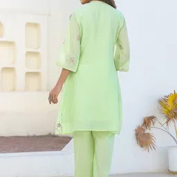 AARAAS Printed Pure Cotton Mandarin Collared Tunic With Palazzos Co-Ords image 3