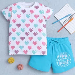 BUMZEE Girls Printed Round Neck Pure Cotton T-shirt With Shorts-image-90