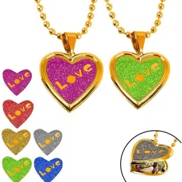Utkarsh Gold-Plated Heart Shaped Pendants with Chains-image-27