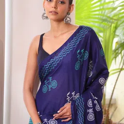 KALINI Ethnic Motifs Pure Cotton Bagru Saree image 2
