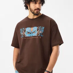 The Souled Store Men Graphic Printed Round Neck Cotton Oversized T-shirt image 2