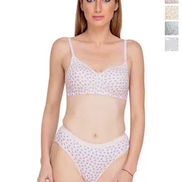 Liigne Pack Of 4 Everyday Printed Padded Bra Pure Cotton Lingerie Sets-picture-28