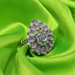 SALONI FASHION JEWELLERY Women Silver-Plated Alloy Kundan Finger Ring-picture-27