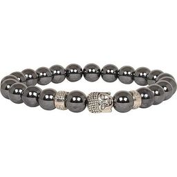 VIBESLE Silver-Plated Buddha Charm Crystals Beaded Elasticated Bracelet-picture-5