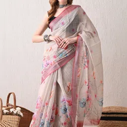 Moda Rapido Floral Printed Saree With Blouse Piece-picture-39