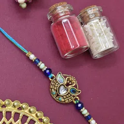 MEIRA JEWELLERY Artificial Beaded Thread Rakhi With Roli Chawal-picture-25