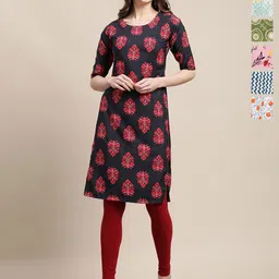7Threads Women Pack Of 6 Ethnic Motifs Printed Daily Straight Kurtas-image-61