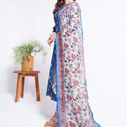 BAPS Women Floral Printed Regular Pure Cotton Kurta with Trousers & With Dupatta image 4